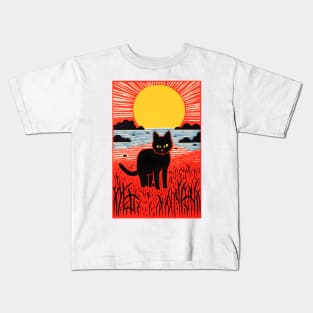 Riso-graphic Cat's Joyful Field Kids T-Shirt